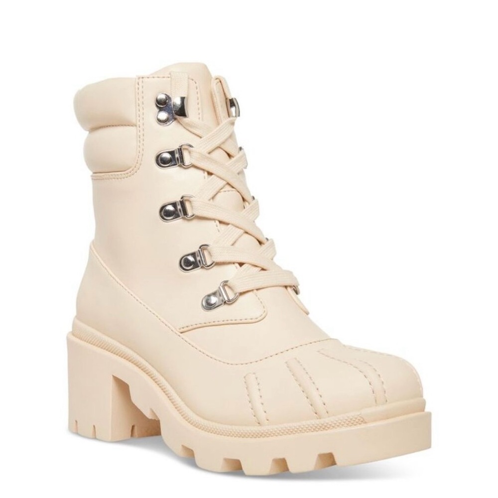Madden Girl Cream Lace-Up Boots